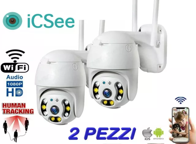 2X Telecamera Esterna  Icsee Cam Ptz Wifi Camera Wireless Esterno Smart Zoom