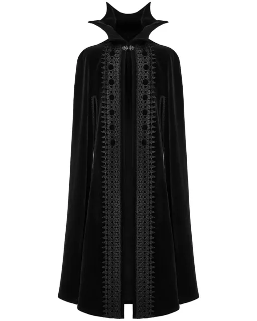 Mantello da vampiro in velluto lungo Punk Rave da uomo gotico steampunk aristocratico mantello nero