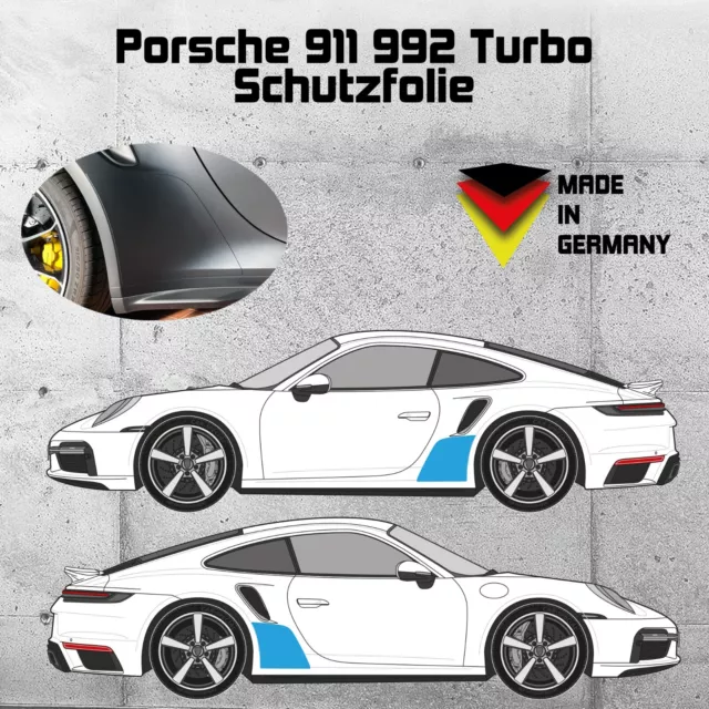 Porsche 911 992 Turbo Steinschlagschutz Schutzfolie Transparent Seitenteil R+L