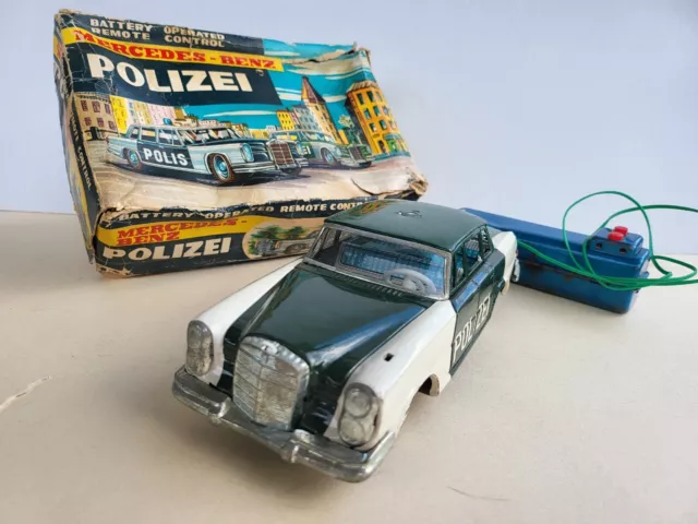 Tin toy 1960's TPS-Japan bat.op MERCEDES BENZ POLIZEI (Western Germany) boxed... 3
