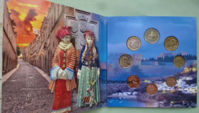 Griechenland KMS 2018 Rhodos mit 1 Cent-2 Euro Münze Stier Off. Kursmünzensatz