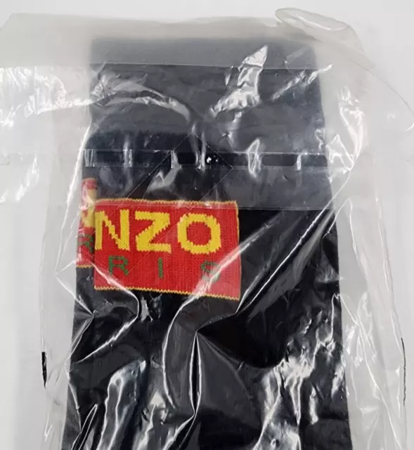 Kenzo Ribbed Knit Cotton Blend Logo Crew Socks Men's 36-38 Black Stretch Slip On 3