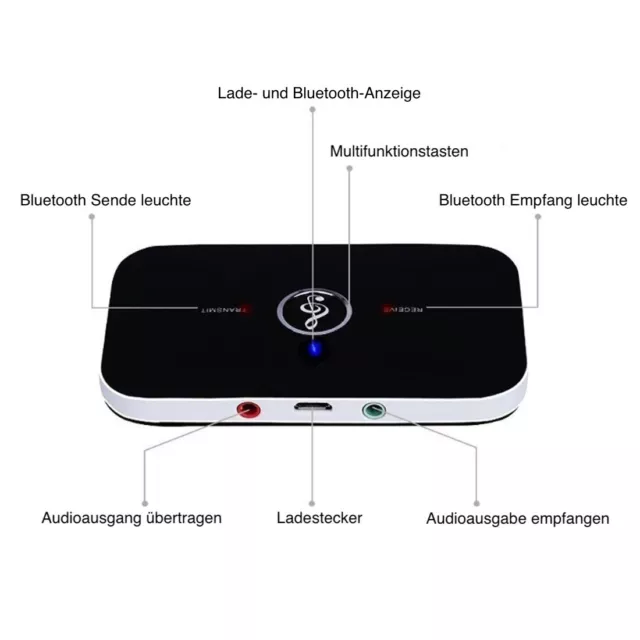 Bluetooth Transmitter Empfänger Sender Audio Adapter Wireless Aux TV Kopfhörer 3