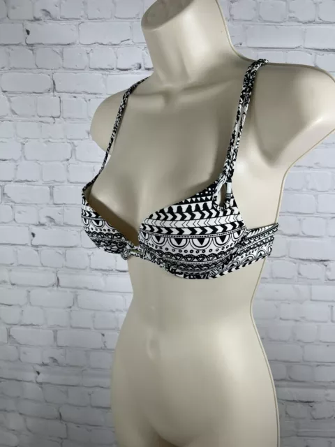 Victoria’s Secret Black And White The Gorgeous Push Up Halter Swim Suit Top 34A 3