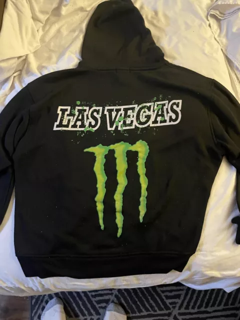 Las Vegas Monster Energy Drinks Pullover Sweatshirt Mens XL Black Logo Hoodie