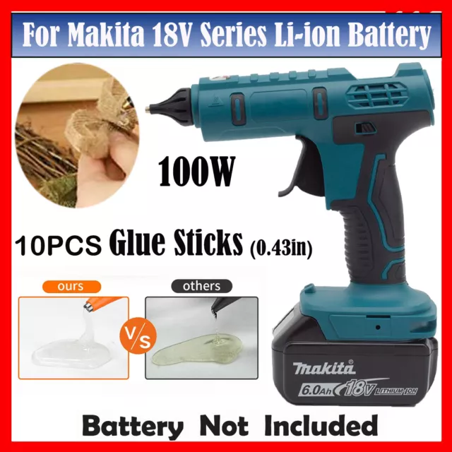 100W Cordless Hot Glue Gun For Makita 18V  Lithium Battery w/10 Glue Sticks DIY