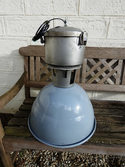 Lampe Industrielle PHILIPS 1950 Suspension Métal Tôle émaillée Atelier Usine