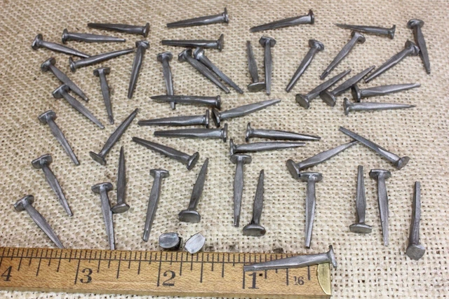 1” inch Square NAILS 100 lot antique box vintage look large round flat head BRAD