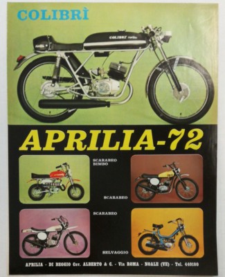 MOTO APRILIA SCARABEO COLIBRI 1970 ADVERTISING PUBBLICITA REKLAME WERBUNG 
