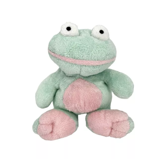 Ty Pluffies GRINS 2002 Floppy Frog Pale Green & Pink Plush Soft Stuffed Toy Baby