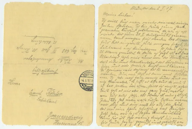 97601 - Feldpostbrief - Munster (Lager) 4.1.1917 nach Braunschweig
