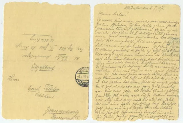 97601 - Feldpostbrief - Munster (Lager) 4.1.1917 nach Braunschweig