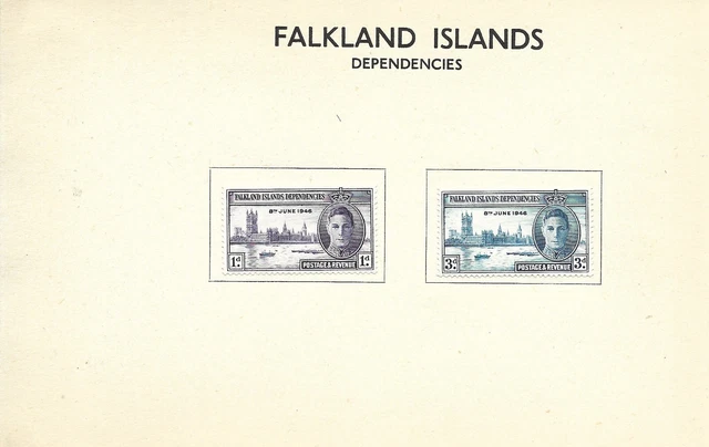 8/6/46 King George V1 Victory & Peace Mint Hinged Falkland Islands Dependencies