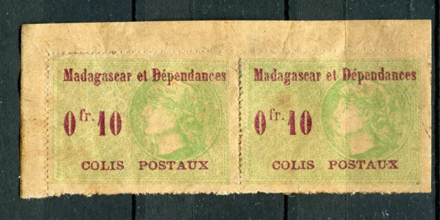 FRENCH COLONIES; MADAGASCAR early 1900s Colis Postaux Mint 10c. Pair