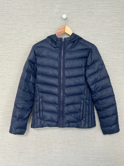 Women’s Timberland Puffer Jacket Navy Blue Hooded Coat Duck Down Size Small