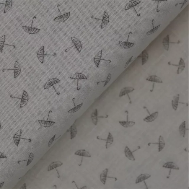 Umbrella - Ivory - Makower 100% Cotton Fabric Craft Quilting Material