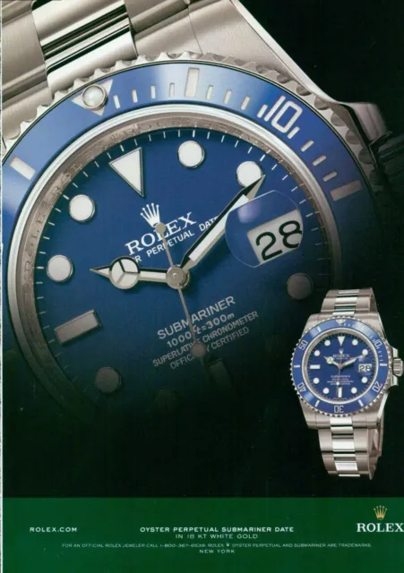 ROLEX Watch Magazine Print Ad accessory Oyster Perpetual SUBMARINER DATE VTG2009