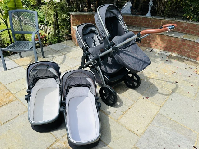 Silver Cross Wave Double Pram / Granite / RRP: £1300