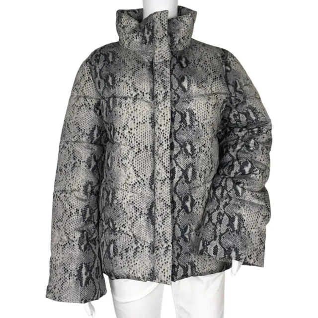 Betsey Johnson Women’s Faux Fur Jacket Coat Snake Print Gray Winter Size M DM66