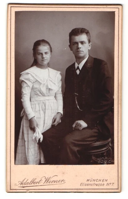 Fotografie Adalbert Werner, München, Portrait junger Mann und Mädchen