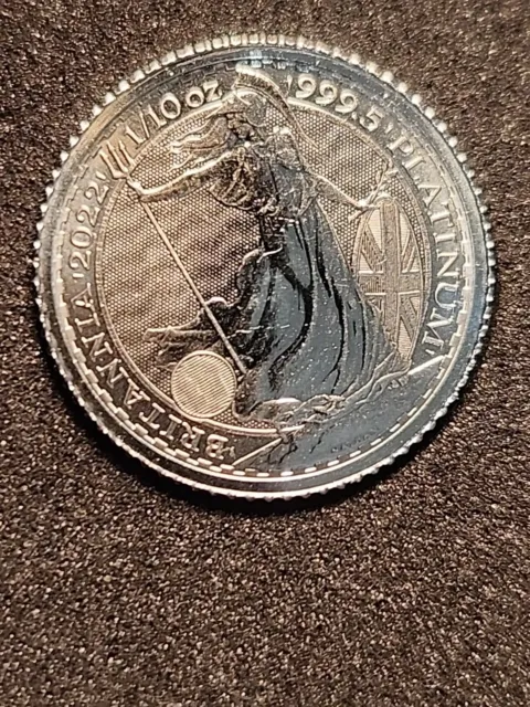 2022 1/10th Oz Platinum Brittania Bullion Coin In Quadrum Capsule. Royal Mint.