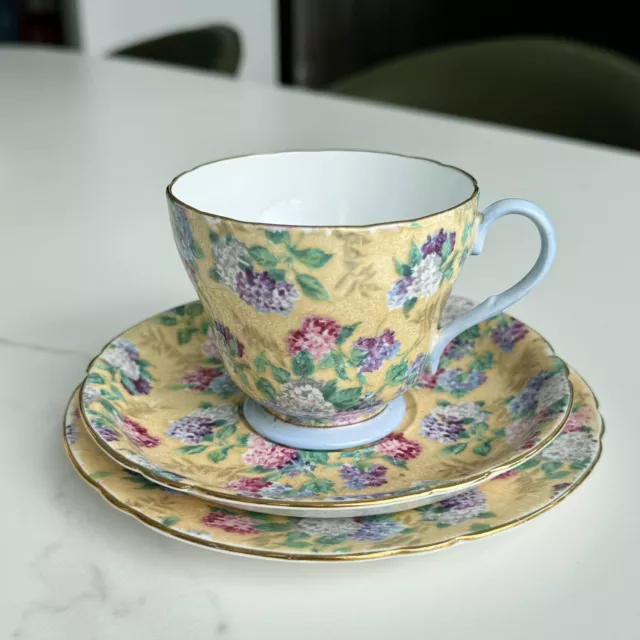 Shelley - Summer Glory Bone China Trio. Excellent Condition.
