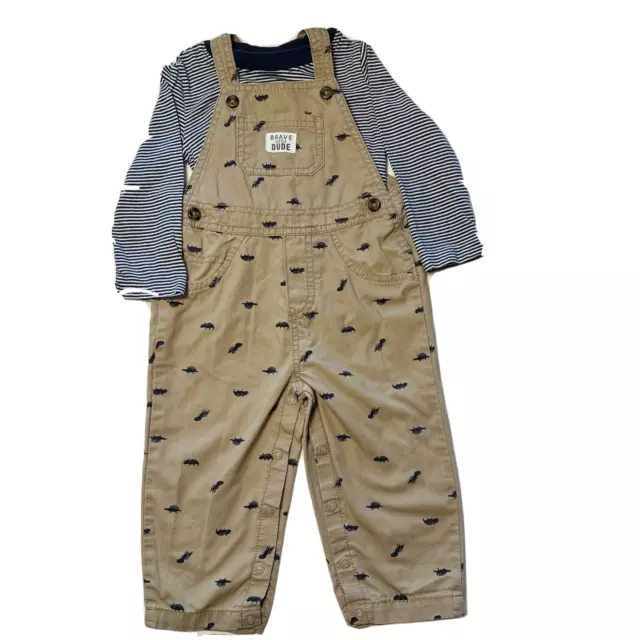 Baby Boy 18 month 2-piece Overall pants shirt Just One You by Carters Dinosaurs