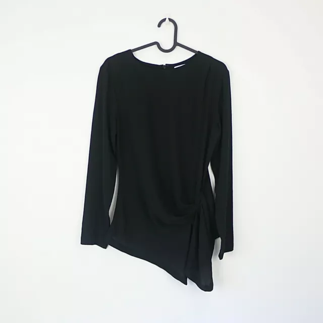 Seed Heritage Women's Blouse Size XS Black Long Sleeve Assymetrical Hem Top