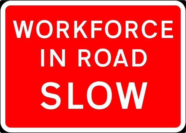 Insegna plastica rigida lenta Workforce in Road 1050 x 750 mm classe 1 riflettente