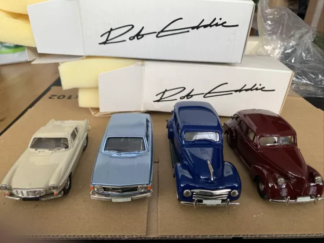 4 X 1/43 White Metal Volvo Car Models: Rob Eddie/Brooklin: 144 Pv60 Pv831 P1800S