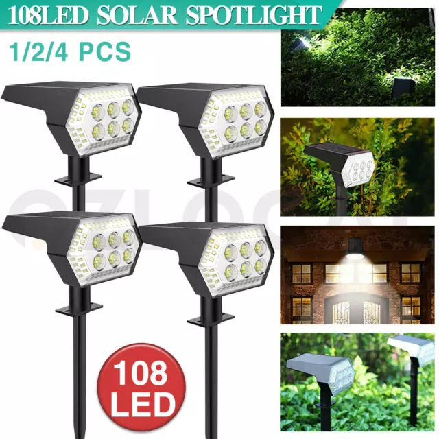 Solar Spot Lights 108 LED Garden Outdoor Pathway Lawn Fence Lamp Spotlight Light