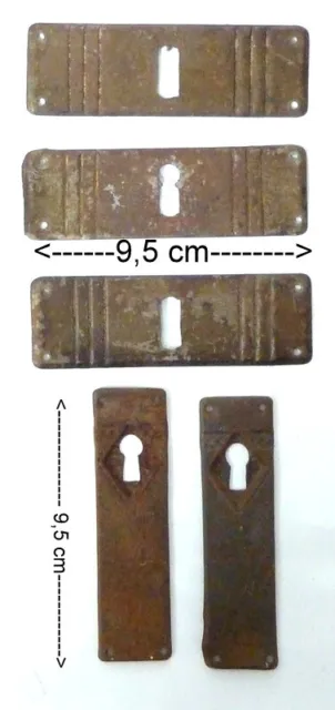 Original Schlüsselschild/Beschlag 3 für Schubladen 2 für Schranktüren um 1890
