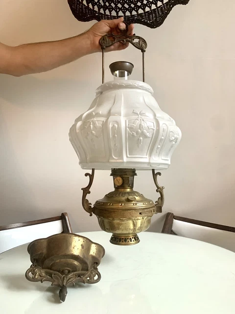 Aladdin Model 7 Hanging Oil Lamp With 416 Shade Complete Original Flame Spreader