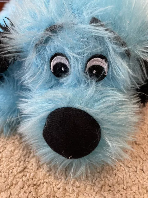 BJ Toy Company 12" Blue Black Dog Plush Fluffy 2012 Vtg With Tag