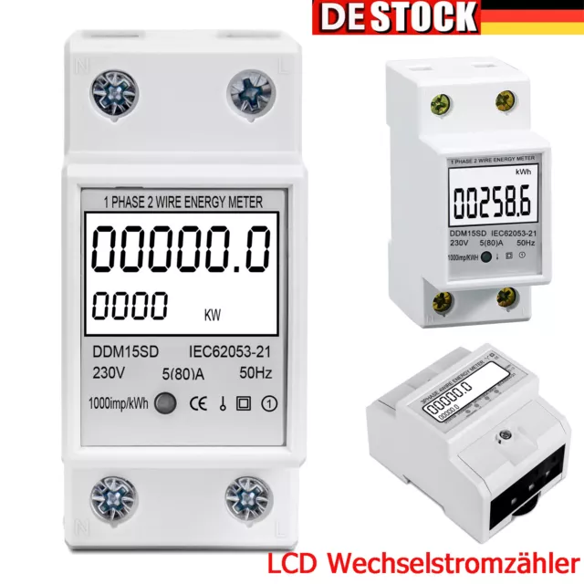 LCD Drehstromzahler Bidirektional Stromzahler Wechselstromzahler Hutschiene PV