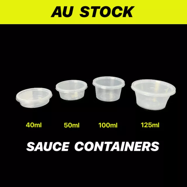 Takeaway Plastic Sauce Container Clear Dipping Pot Cup 40ml 50ml 100ml 125ml