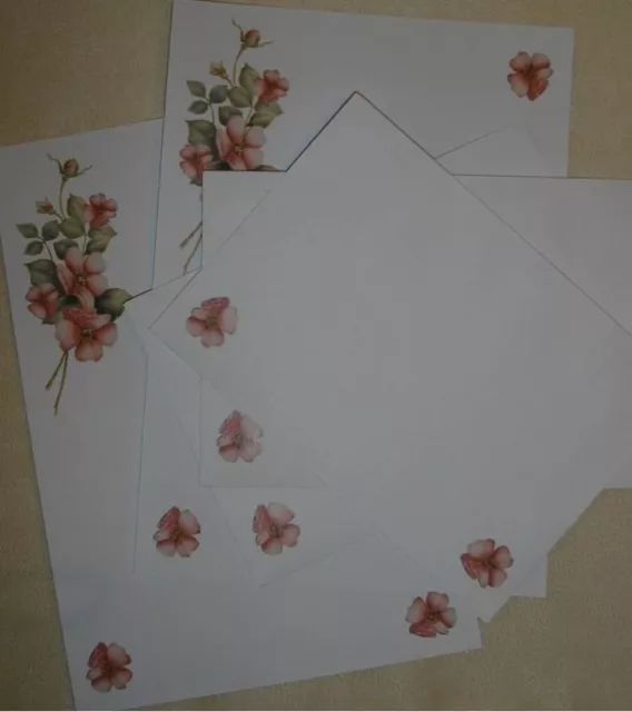 Wild Roses letter writing paper & envelopes stationery  8+4 - Cute set