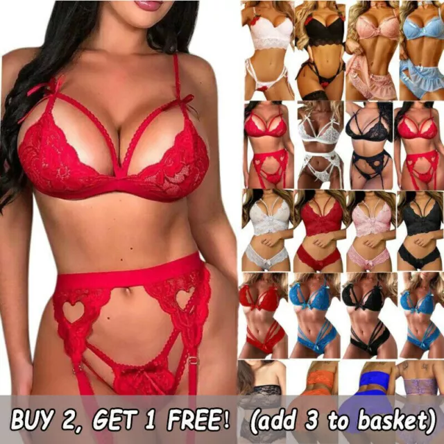 Women Lace G-String Bra Panties Sexy Lingerie Set Sleepwear Babydoll Underwear·