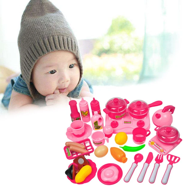 Kit de vajilla de plástico de juguete de cocina juguetes de cocina para niñas juguetes de fingir