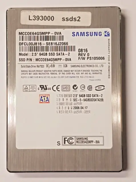 64 GB SATA Samsung PS410 Series MCC0E64G5MPP-0VA SLC SSD 2.5" Festplatte