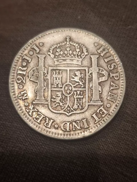 FERDINAND VII year 1816 JJ. 2 Reales Silver MEXICO Spain Pillar Coin
