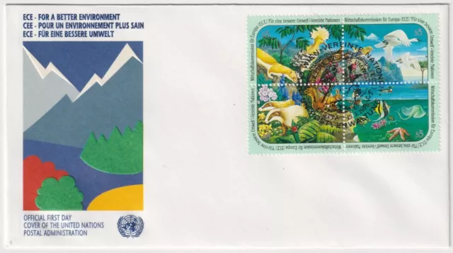 1991 UN Vienna FDC - ECE, For a Better Environment - 4 x S5 Stamp Minisheet