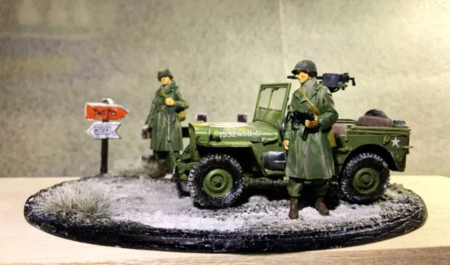 WW2 Diorama 1/35 Scale Winter Western Front US Army  Jeep with 2 Figures