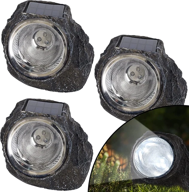 Dynaming 3 Pack Outdoor Solar Rock Lights, Solar Powered Garden Decorative Stone