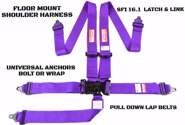 Purple Racing Harness Latch & Link 5 Point Floor Mount Racerdirect Sfi 16.1
