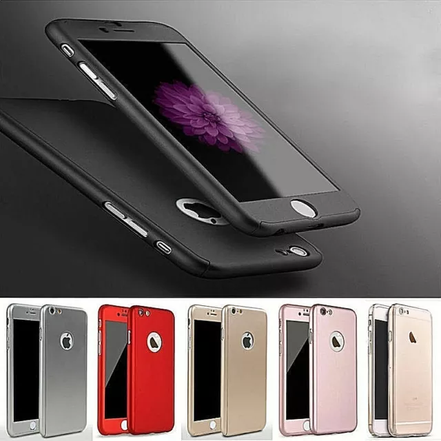 Hülle für iPhone 7 8 Plus + Schutz 360 Grad Handy Tasche Case Full Cover Glas 9H