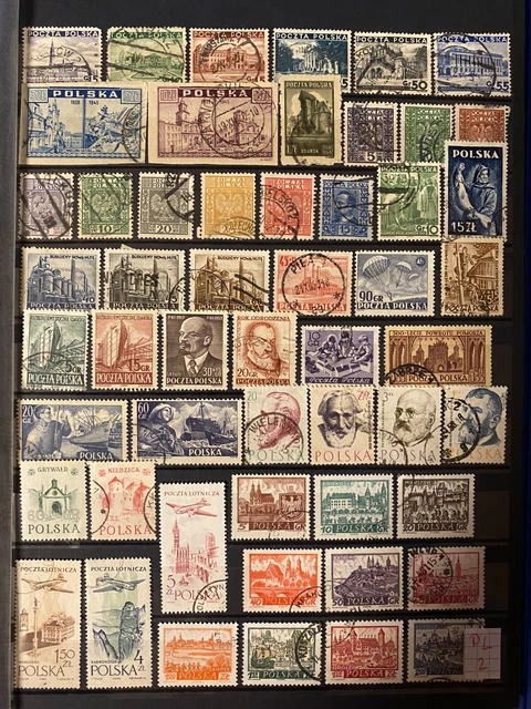 Briefmarken Polen, Doubletten gestempelt, 1 DIN-A4 Seite, PL 2