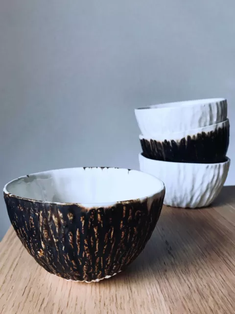 Black Handmade Ceramic Bowl 13Ø cm. Unique pottery bowl, toxic free glaze, eco,