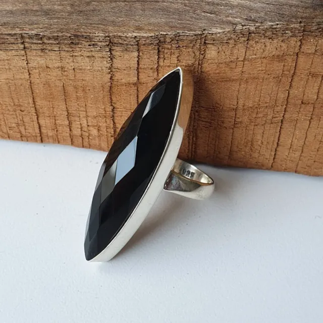 Solid 925 Sterling Silver Marquise Shape Black Onyx Handmade Rings KGJ-R-1093