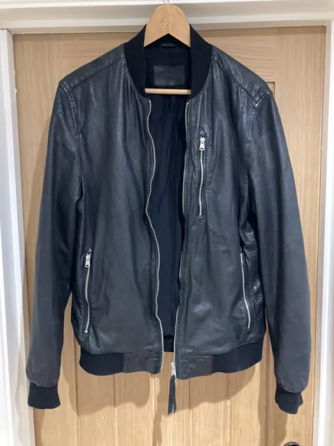 Men’s AllSaints Kino Leather Bomber Jacket RRP £359 Medium